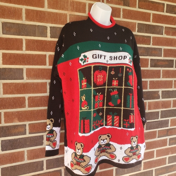 Classic Elements Large Womens Teddy Bear Toy Store Christmas Xmas Ulgy Sweater - Picture 3 of 7